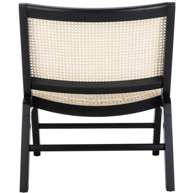 Transitional Auckland 26" Black and Natural Rattan Armless Side Chair