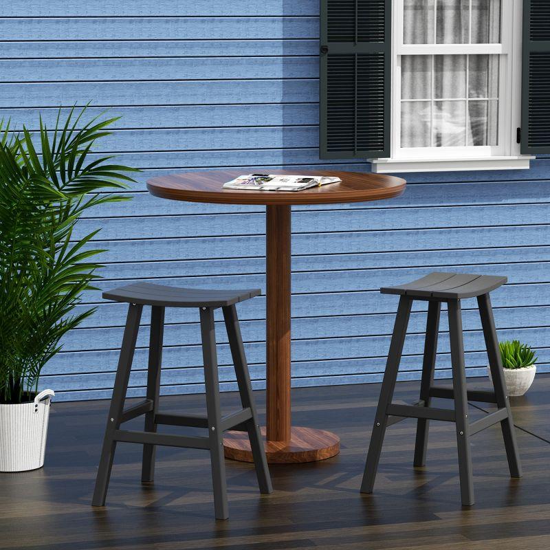 Gray 29" HDPE Outdoor Patio Bar Stool Set