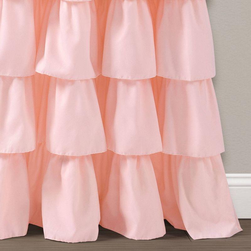 Blush Ruffled Light-Filtering Polyester Window Curtain Panel