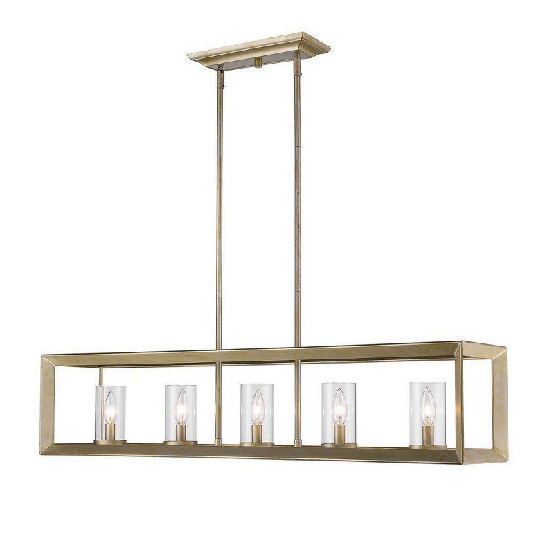 White Gold and Clear Glass Linear Pendant Light