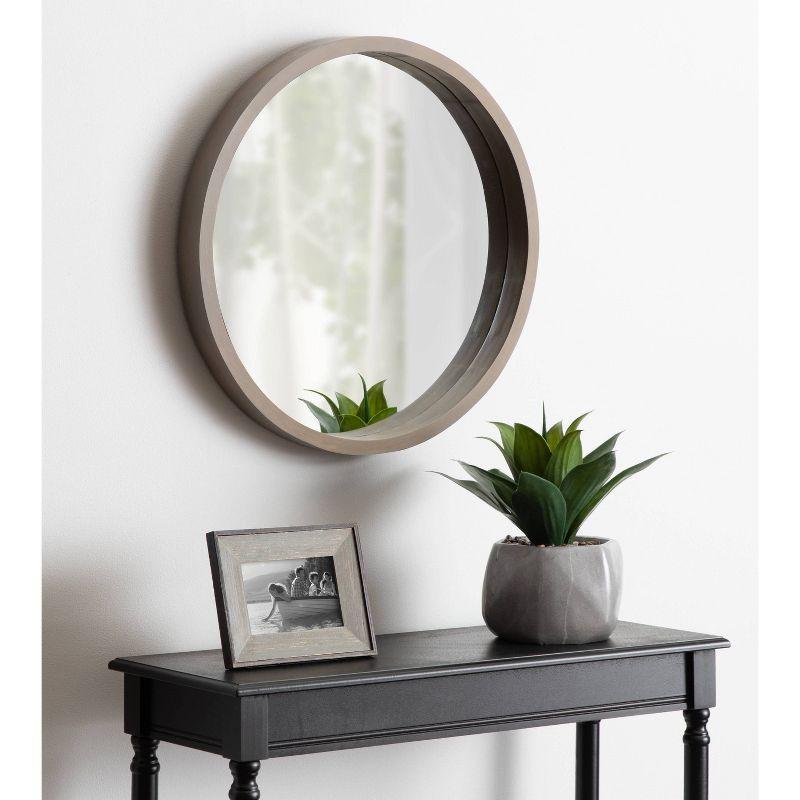 22" Hutton Round Wall Mirror Gray - Kate & Laurel All Things Decor: Wood Frame, Wall Mount, Modern Decor