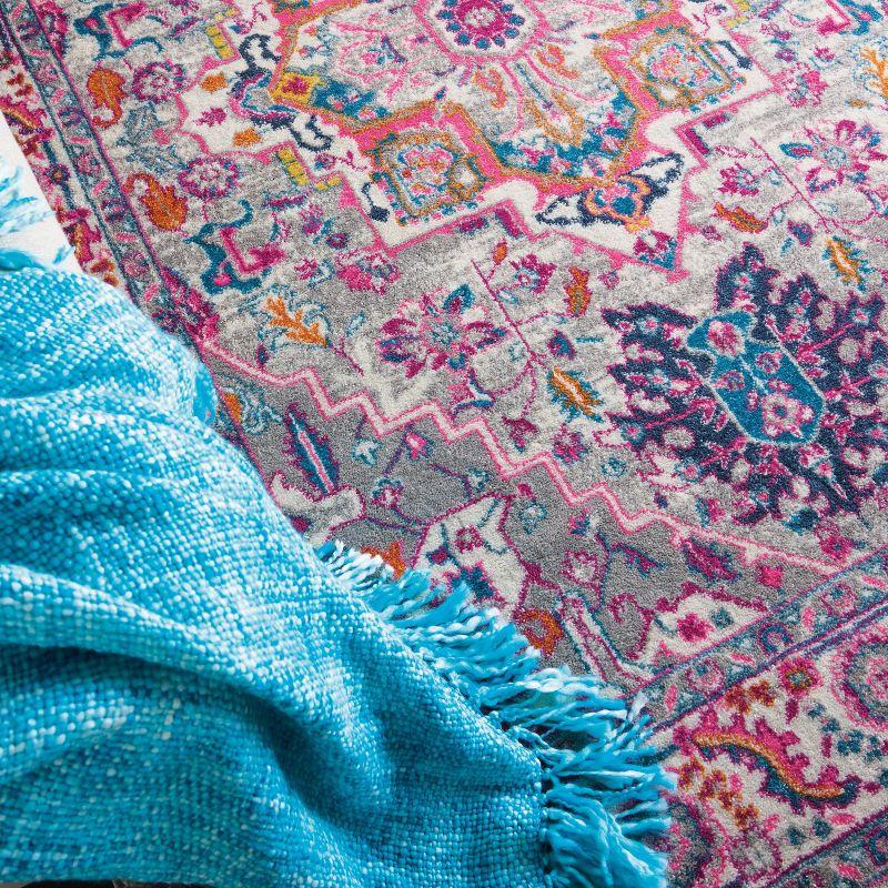 Nourison Passion Colorful Center Medallion Area Rug Light Grey/Pink 3'9" x 5'9"