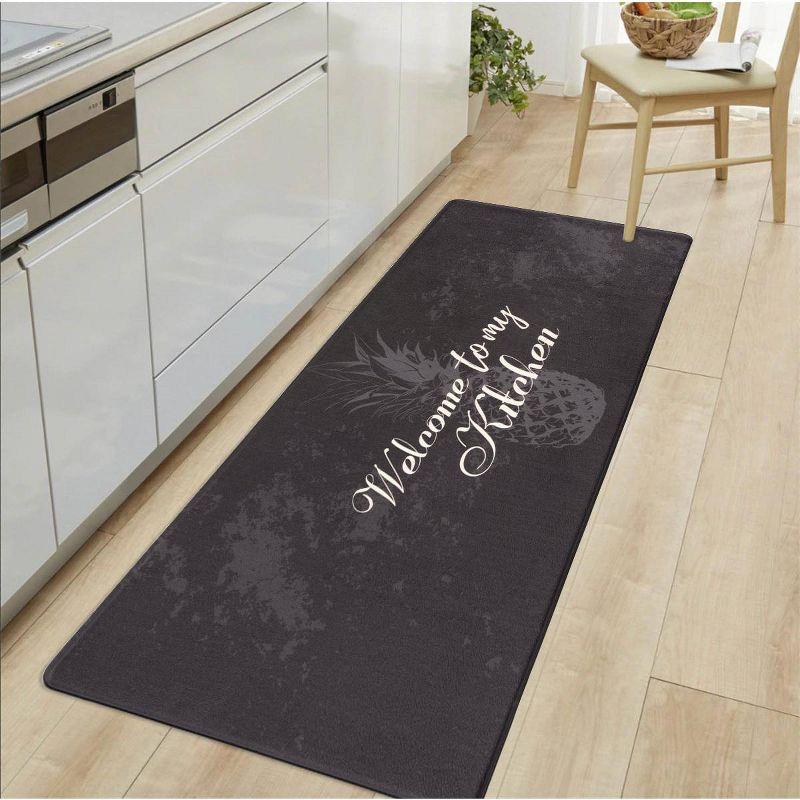 World Rug Gallery Welcome Kitchen Anti Fatigue Standing Mat - Black 18"x47"