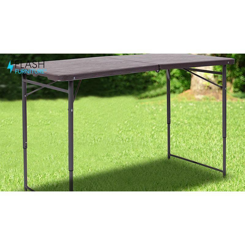 Noah 48.25" Plastic Rectangular Adjustable Fold-in-Half Table with Handle