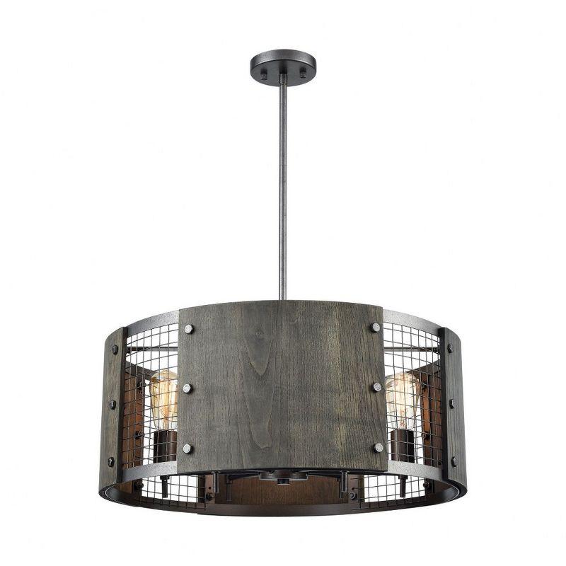 Elk Home Halstead 6 - Light Chandelier in  Ash Gray/Dark Gray Wood