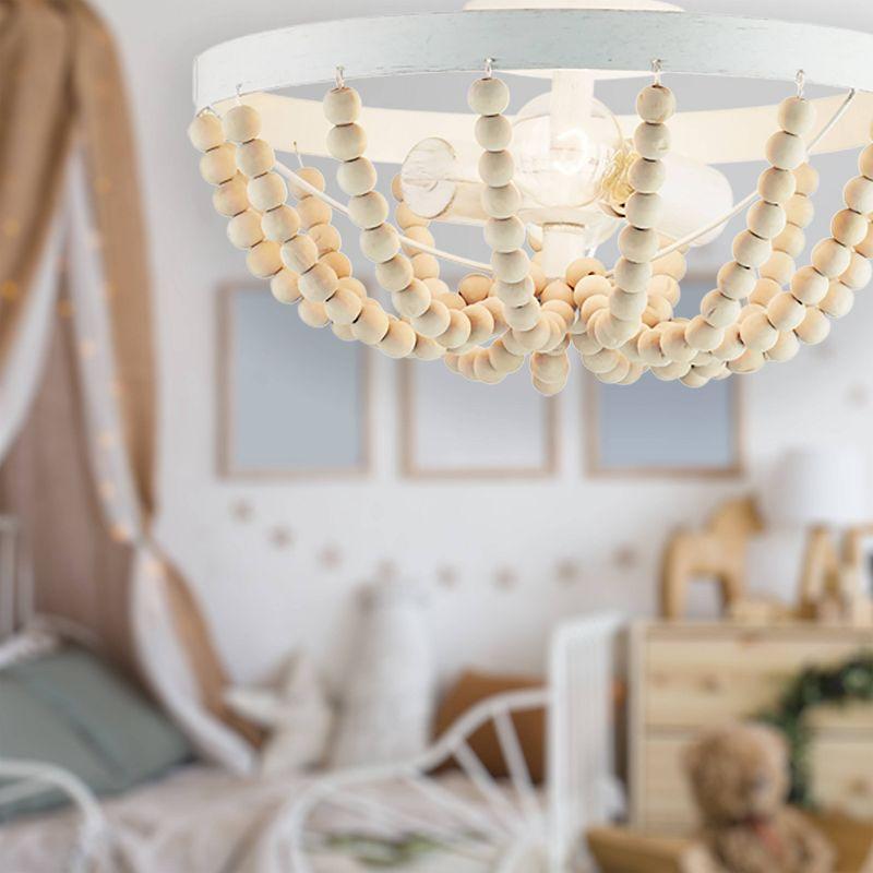 15" Delilah Boho Semi-Flush Mount Pendant White - River of Goods: Metal & Wood, UL Listed, 2-Bulb Ceiling Fixture