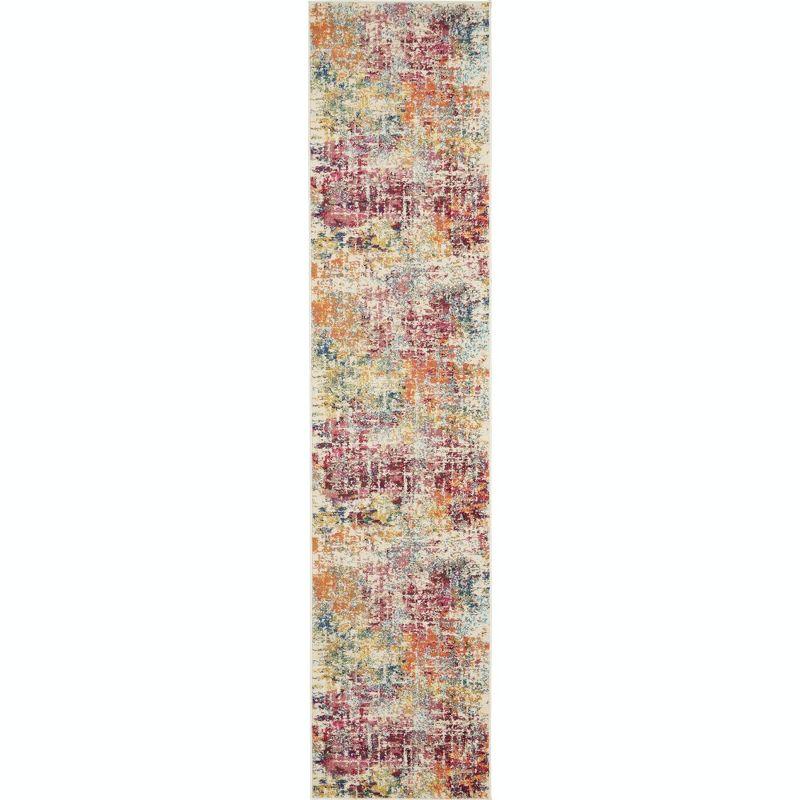 Ivory Abstract Tufted 26.5'' Synthetic Runner Rug