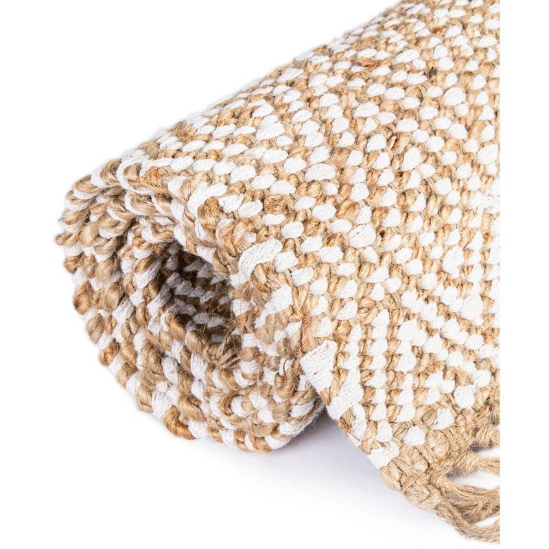 Natural Beige Braided Jute and Cotton Area Rug