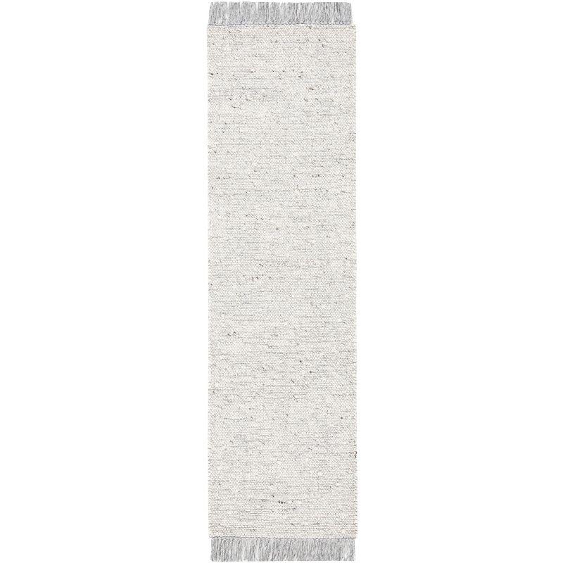 Ivory and Grey Wool Blend Handmade Rug, 2'-3" x 8'