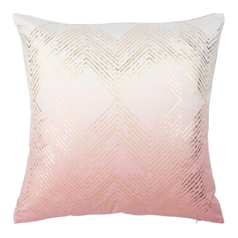 Art Deco Inspired Blush and Gold Square Pillow, 19"x19"