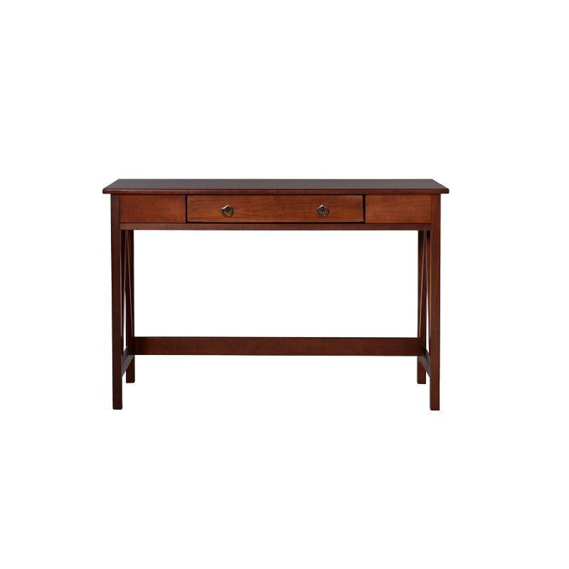 46" Titian Transitional Writing Desk Tobacco - Linon: Home Office Furniture, Pine Frame, Metal Hardware
