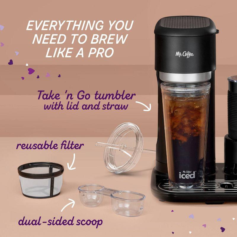 Mr. Coffee 4-in-1 Single-Serve Latte, Iced, and Hot Coffee Maker with Milk Frother and Tumbler Black