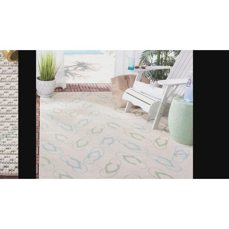 Beige & Aqua Easy-Care Synthetic Indoor/Outdoor Area Rug - 2'7" x 5'