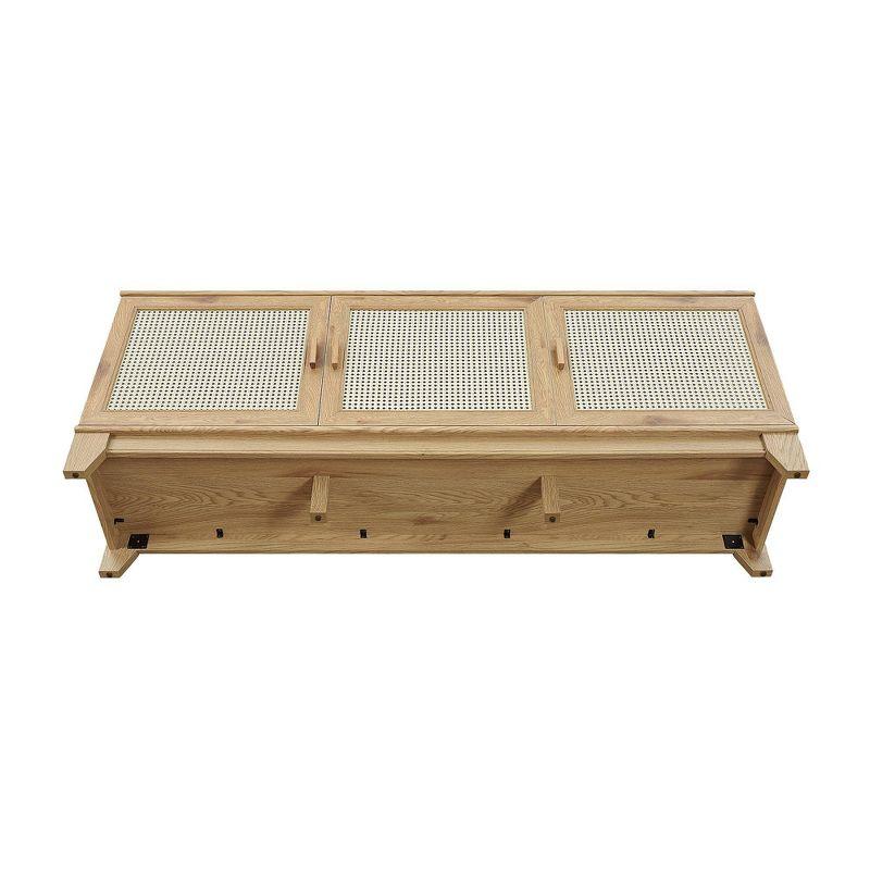 Manhattan Comfort Sheridan Modern 6 Shelf Cane TV Stand for TVs up to 55" Natural: Media Console with Cable Management