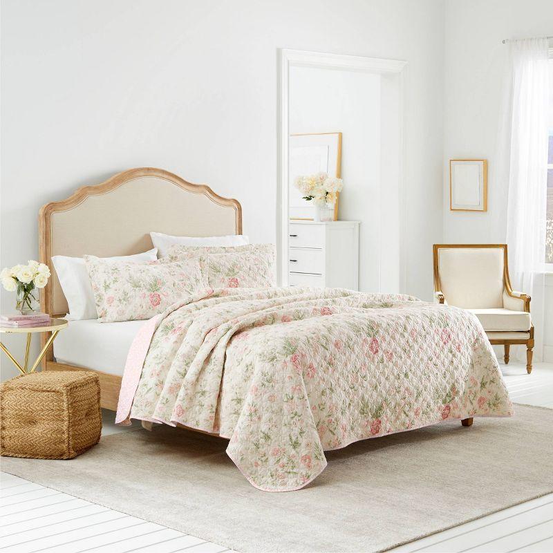 Laura Ashley Laura Ashley Breezy Floral Cotton Reversible Quilt Set