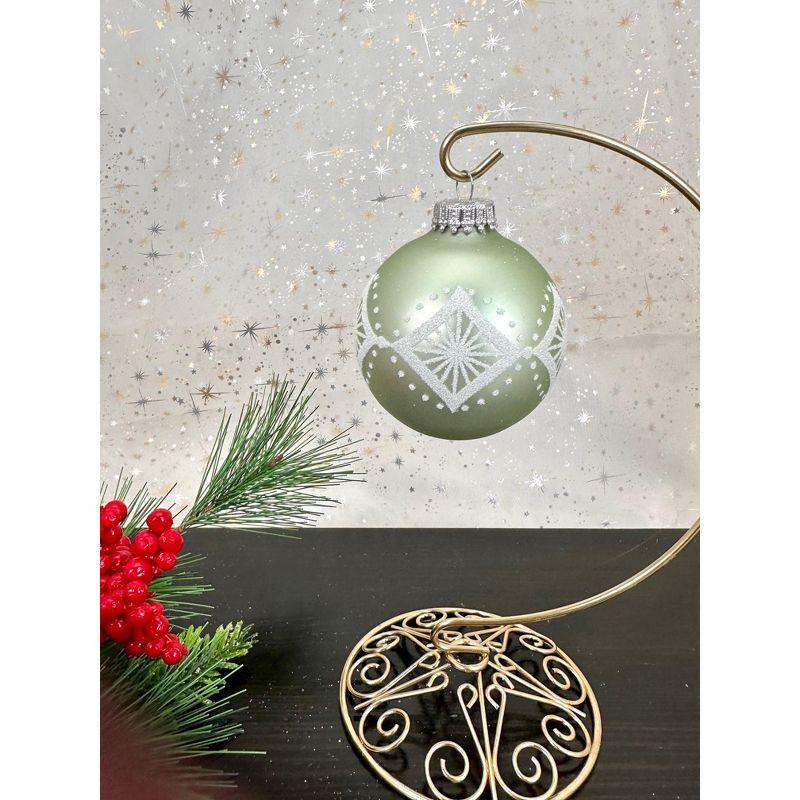 Glass Christmas Tree Ornaments - 67mm/2.625" [4 Pieces] Decorated Balls from Christmas by Krebs Seamless Hanging Holiday Decor