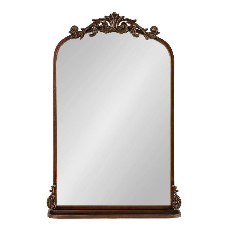 Kate & Laurel All Things Decor 21"x32" Arendahl Traditional Arch Mirror with Shelf Bronze: Elegant Wall-Mounted Metal Frame