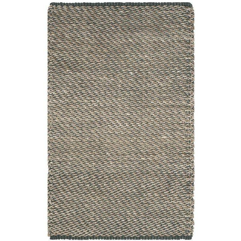 Coastal Charm Hand-Woven Jute Area Rug, 5' x 8', Blue and Natural