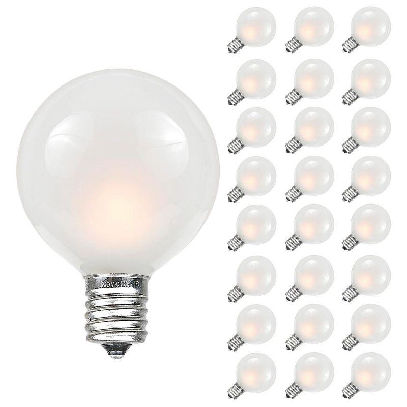 Frosted White G40 Globe Dimmable Outdoor String Light Bulbs, 25-Pack