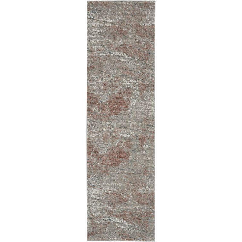 Nourison Rustic Textures Indoor Area Rug Light Grey/Rust 2'2" x 7'6"