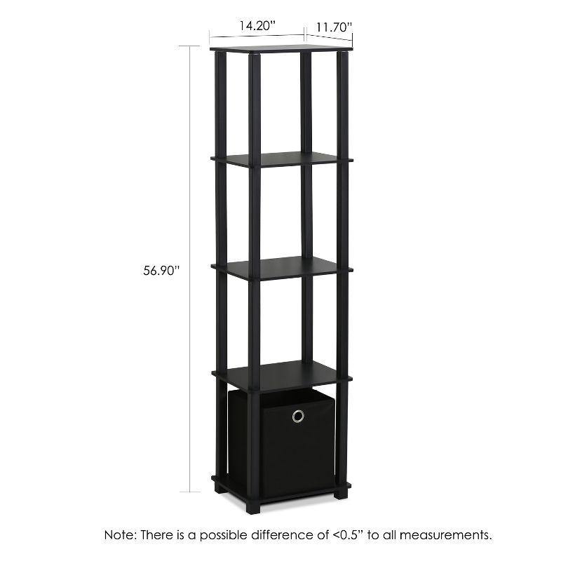 Furinno 5-Tier Black No-Tools Display Shelf with Storage Bin