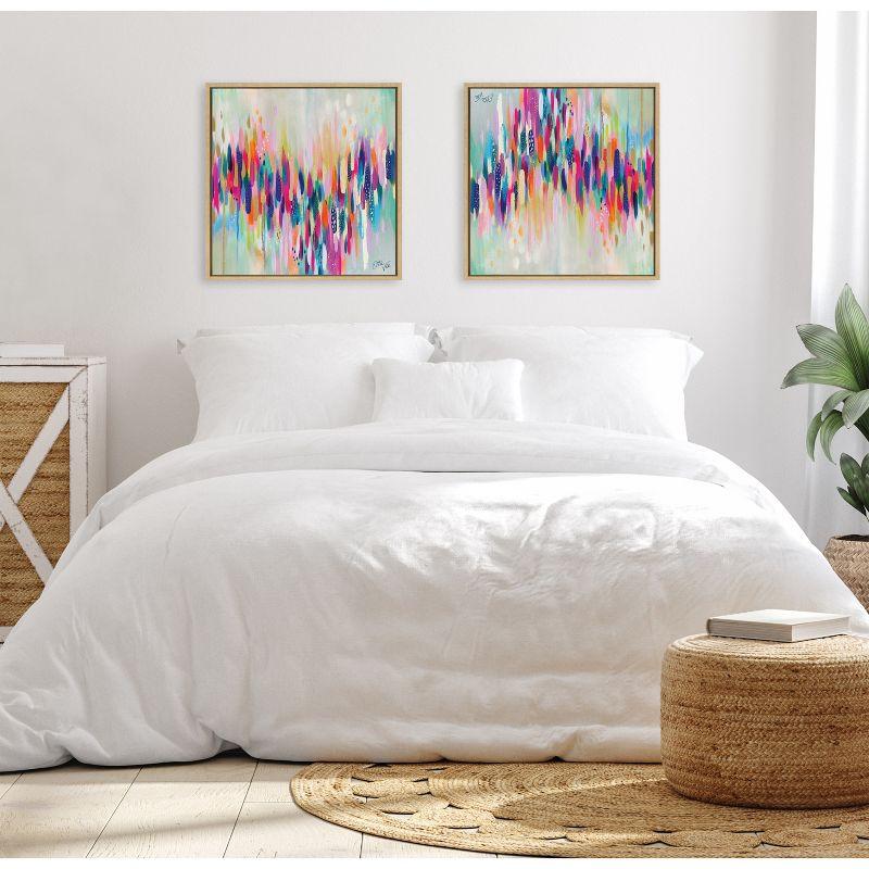 Kate & Laurel All Things Decor 22"x22" Sylvie Brushstroke 154 Framed Wall Art by EttaVee Natural Wall Art: Vibrant Gallery-Wrapped Canvas