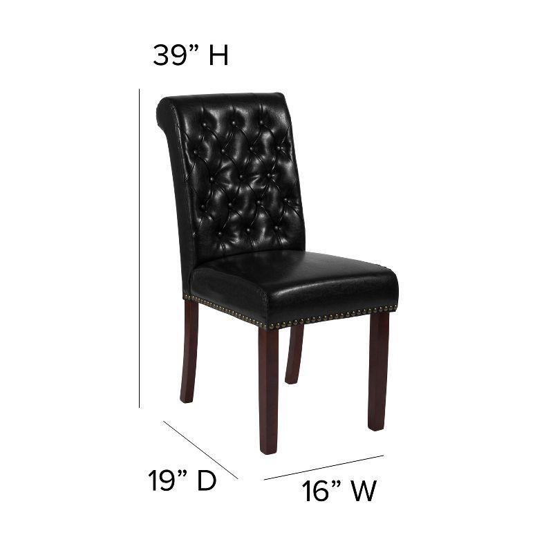Flash Furniture HERCULES Series Black LeatherSoft Parsons Chair with Rolled Back, Accent Nail Trim and Walnut Finish