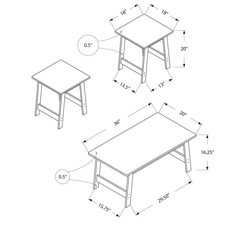 Monarch Specialties Table Set 3Pcs Set Coffee End Side Accent Living Room Laminate Brown Transitional