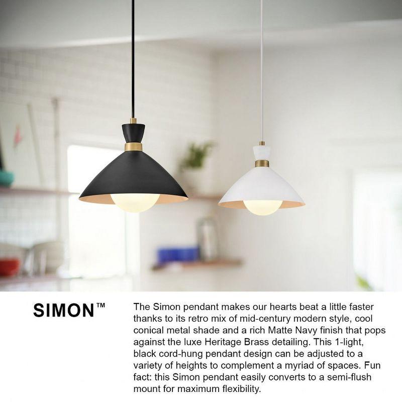 Lark Simon 1 - Light Pendant in  Black/Heritage Brass