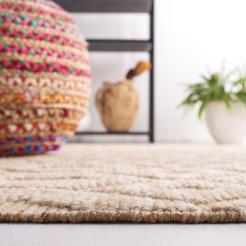 Natural Beige Flat Woven Wool and Cotton Square Rug