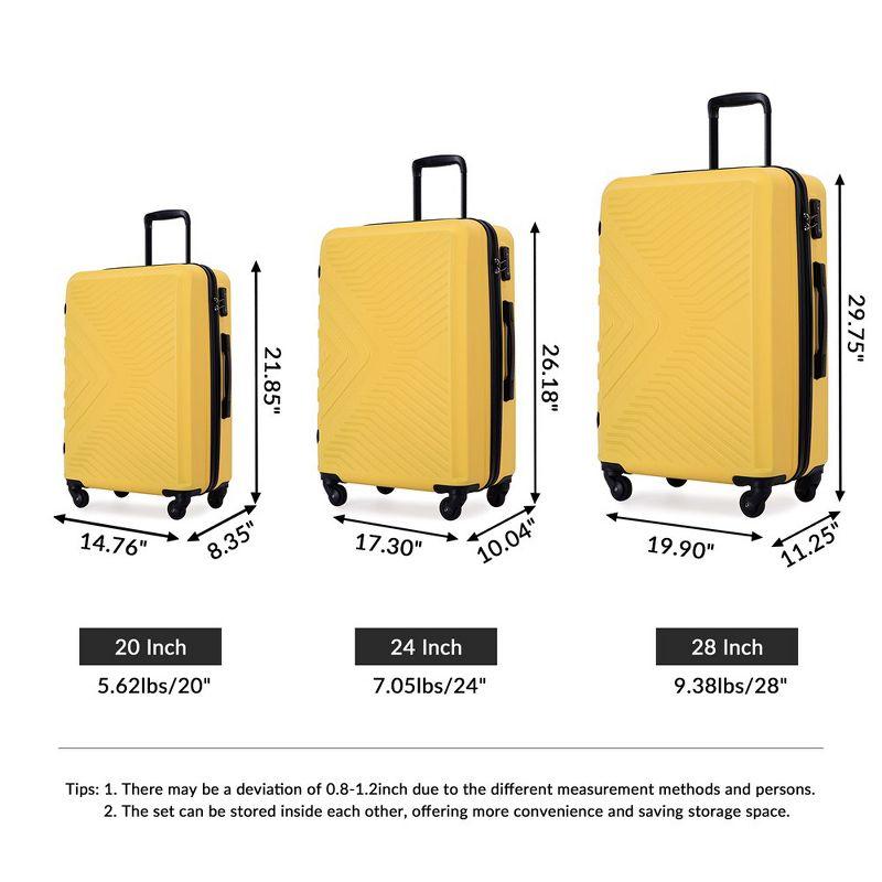 3 Piece Expandable Luggage Set, Hardshell Luggage Sets with Spinner Wheels & TSA Lock, Lightweight Carry on Suitcase