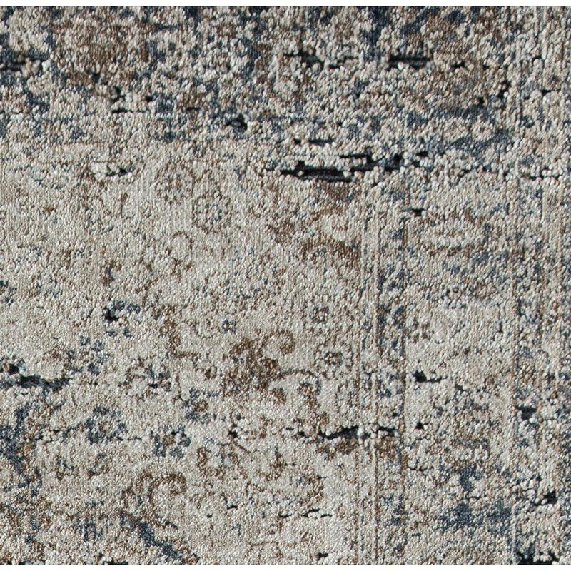 Rugs America Castle CB400A Blue Tan Abstract Transitional Blue Area Rug for Dining Room Rug Neutral Rug Living Room Rug Kitchen, 2'3"x8'