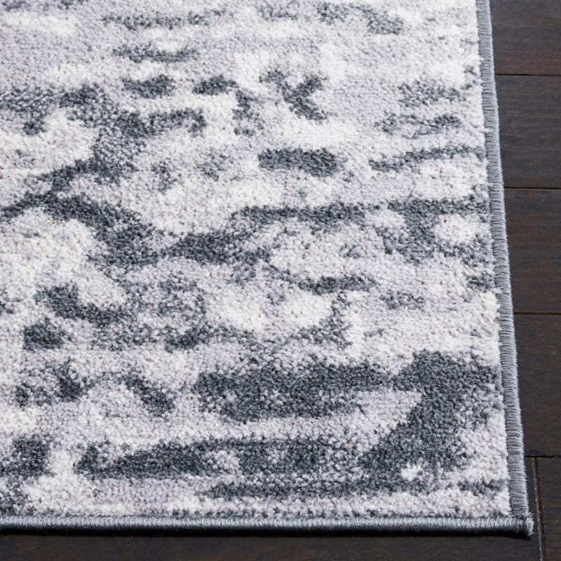 Gray Abstract Synthetic Easy Care Rectangular Rug