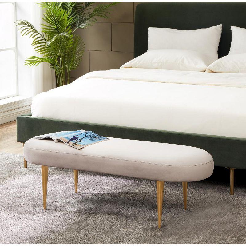 Corinne Oval Bench - SFV4704 - Pale Taupe/Gold - Safavieh Couture