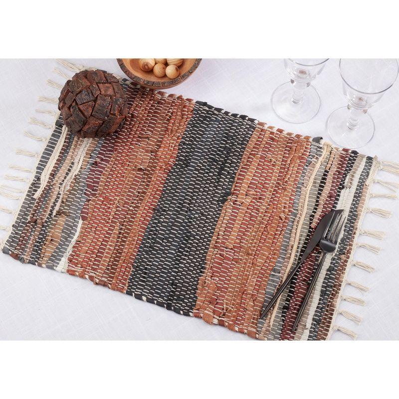 Rustic Multicolor Leather Chindi Placemats Set of 4