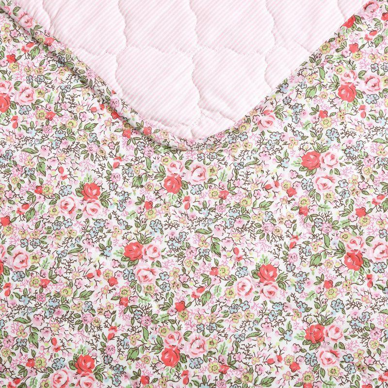 Laura Ashley Rowena 100% Cotton Quilt Pink