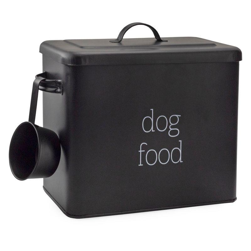 Black Enamel Airtight Dog Food Storage Canister with Scoop