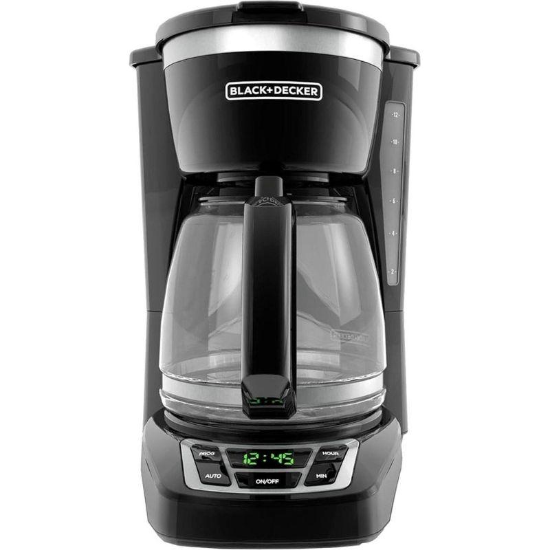 BLACK+DECKER 12-Cup Digital Coffee Maker, Programmable, Washable Basket Filter, Sneak-A-Cup, Auto Brew, Water Window, Keep Hot Plate