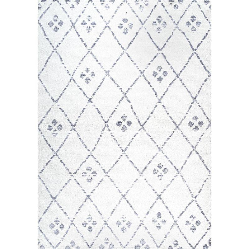 4' X 6' Izil Moroccan Geometric Diamond Area Rug, Ivory/Light Gray - JONATHAN Y