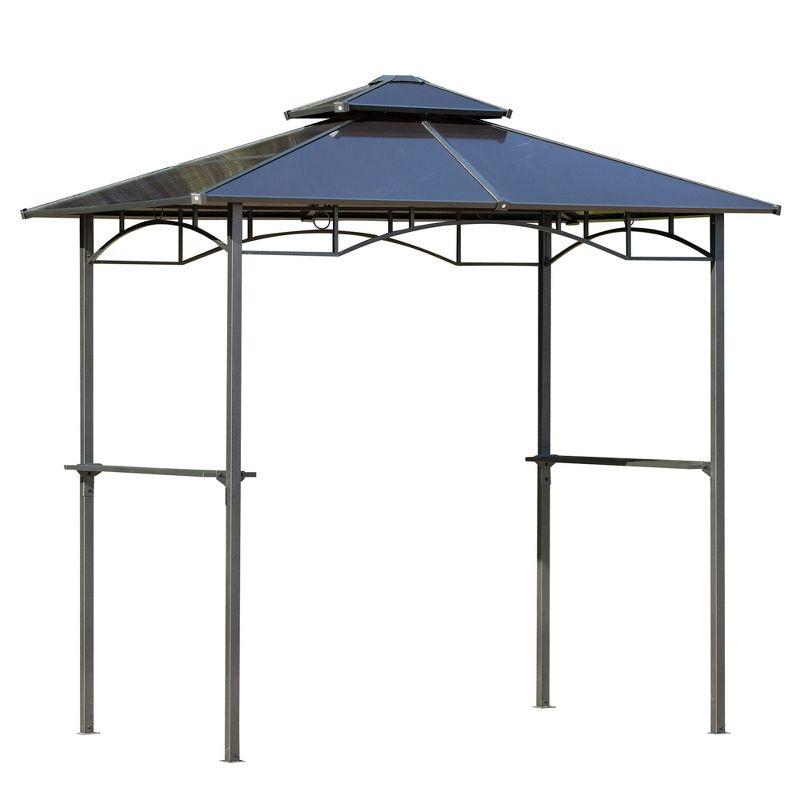 Outsunny 8' x 5' Brown Barbecue Grill Gazebo Tent with Side Shelves