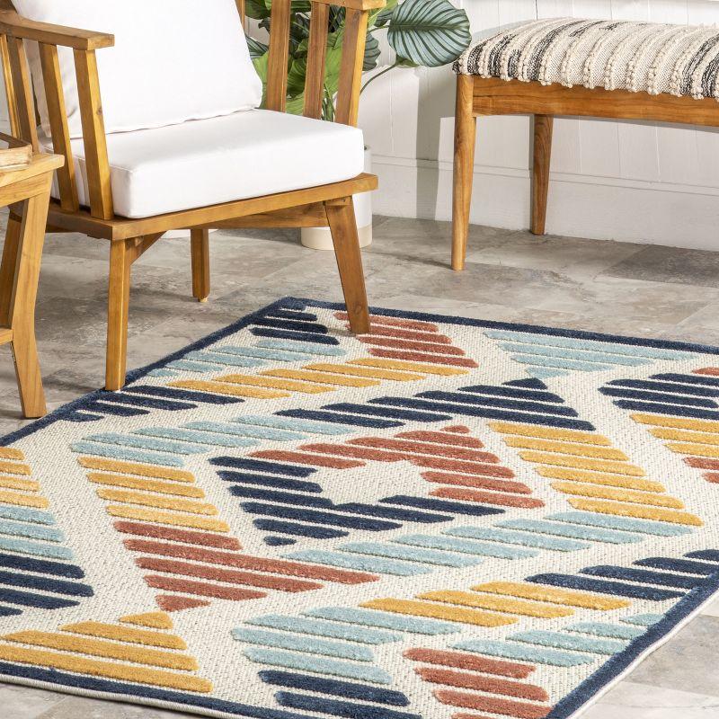 Nuloom Brinn Geometric Striped Indoor/Outdoor Patio Area Rug 5x7, Blue