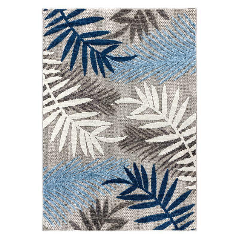 Blue Floral Synthetic 5' x 7' Flat Woven Area Rug