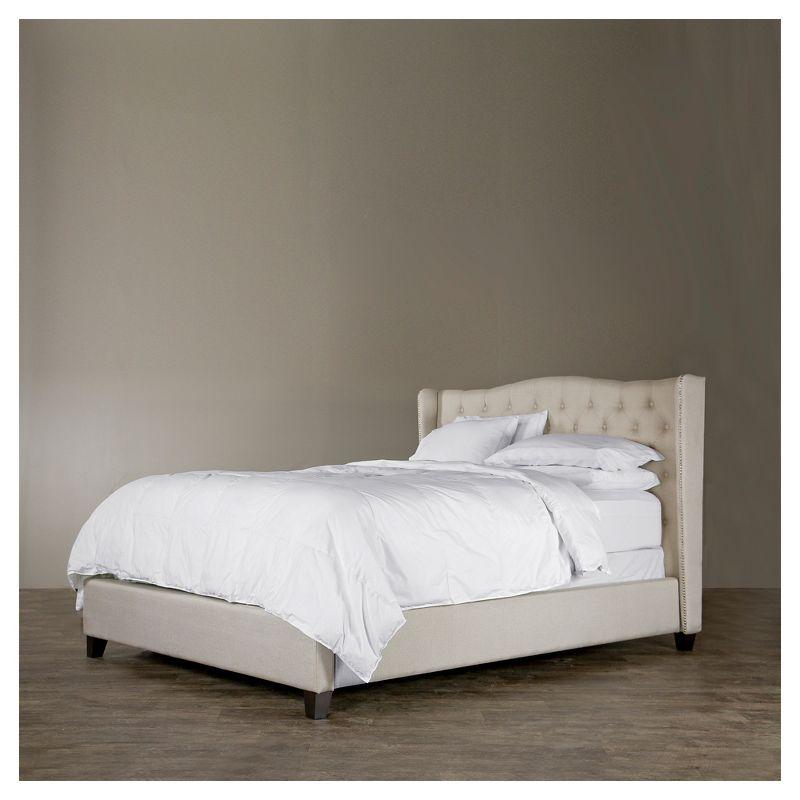 King Light Beige Linen Tufted Upholstered Platform Bed