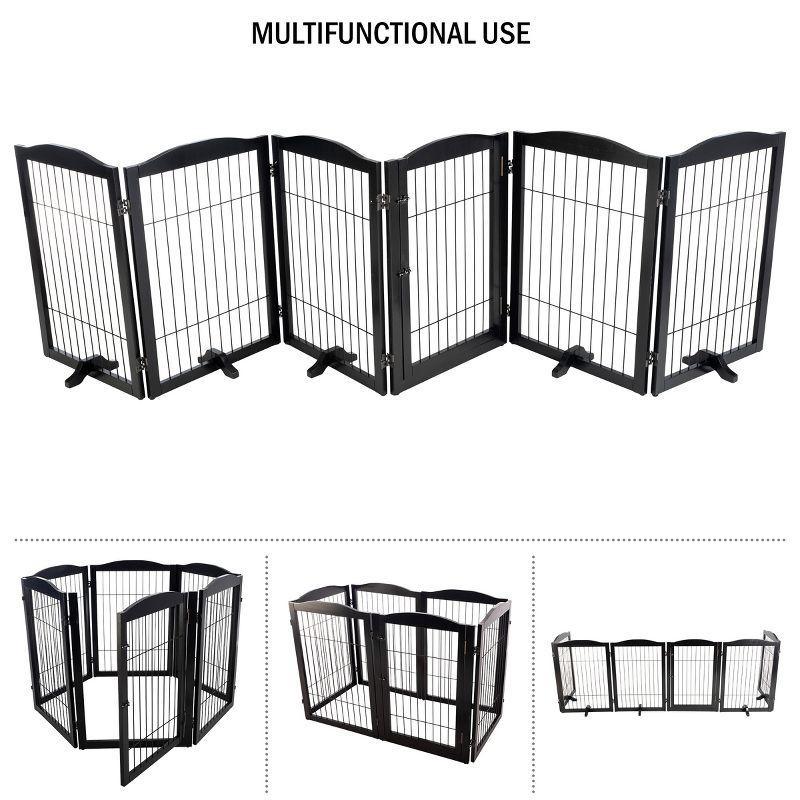 PETMAKER Pet Gate - 6-Panel Indoor Folding Dog Fence for Stairs or Doorways - 132.5x31.5-Inch Freestanding Play Pen with Support Feet