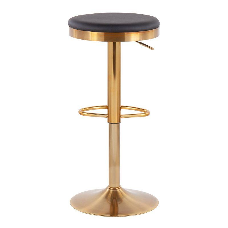 Set of 2 Dakota Glam Adjustable Barstools: Swivel, Footrest, Steel/Faux Leather - LumiSource