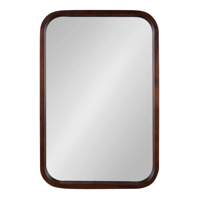 20" x 30" Hutton Wood Framed Radius Rectangle Decorative Wall Mirror Walnut Brown - Kate & Laurel All Things Decor