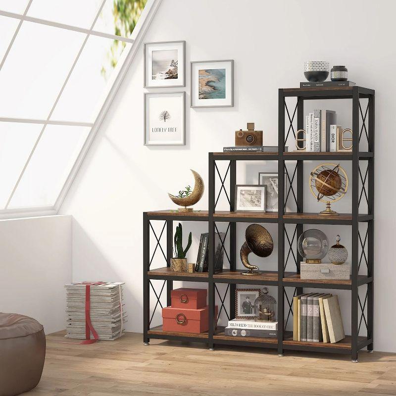 Hommoo Ladder Bookshelf, 12 Shelves Industrial Bookcase