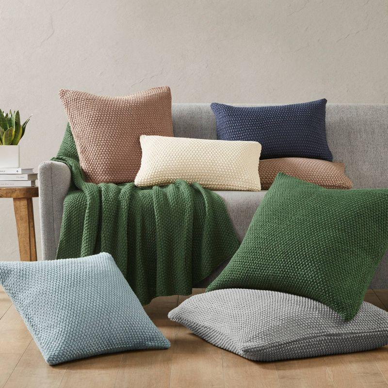 20"x20" Oversize Bree Knit Square Throw Pillow Cover Indigo - Ink+Ivy: Hidden Zipper, Machine Washable