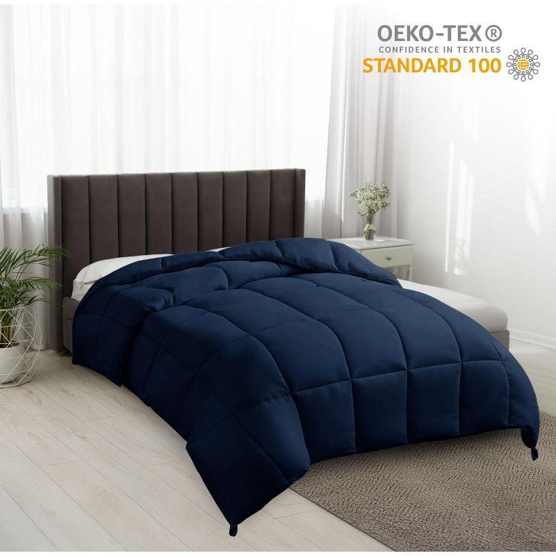 All Season Down Alternative Duvet Insert with Corner Tabs Hypoallergenic Ultra Soft 1 Piece Comforter - Twin , Navy Blue