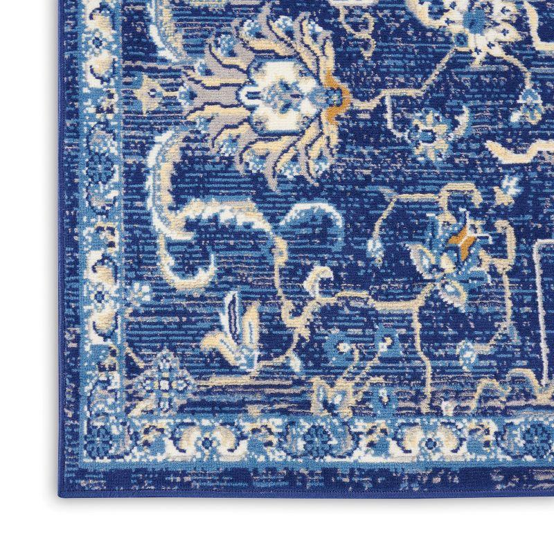 Navy Blue Traditional Persian 4' x 6' Synthetic Area Rug